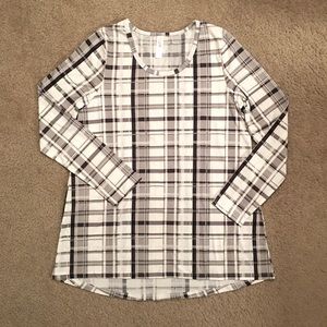 NWT LuLaRoe Lynnae long sleeve gray white top